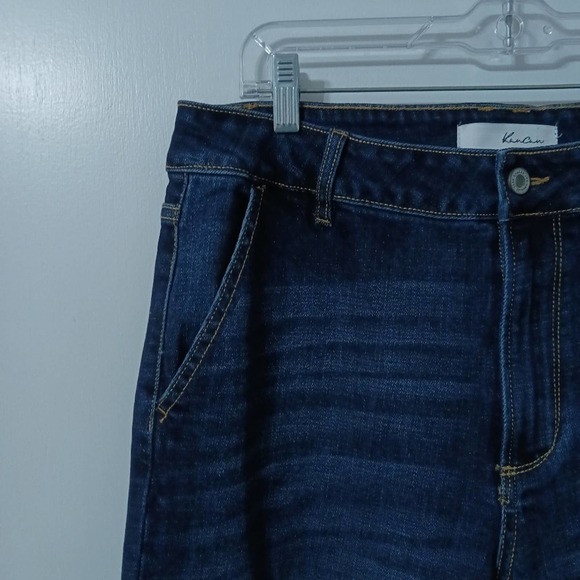 Wide leg jeans Kancan sz 31 style KC7126D dark wash with whiskering high rise - Picture 3 of 15